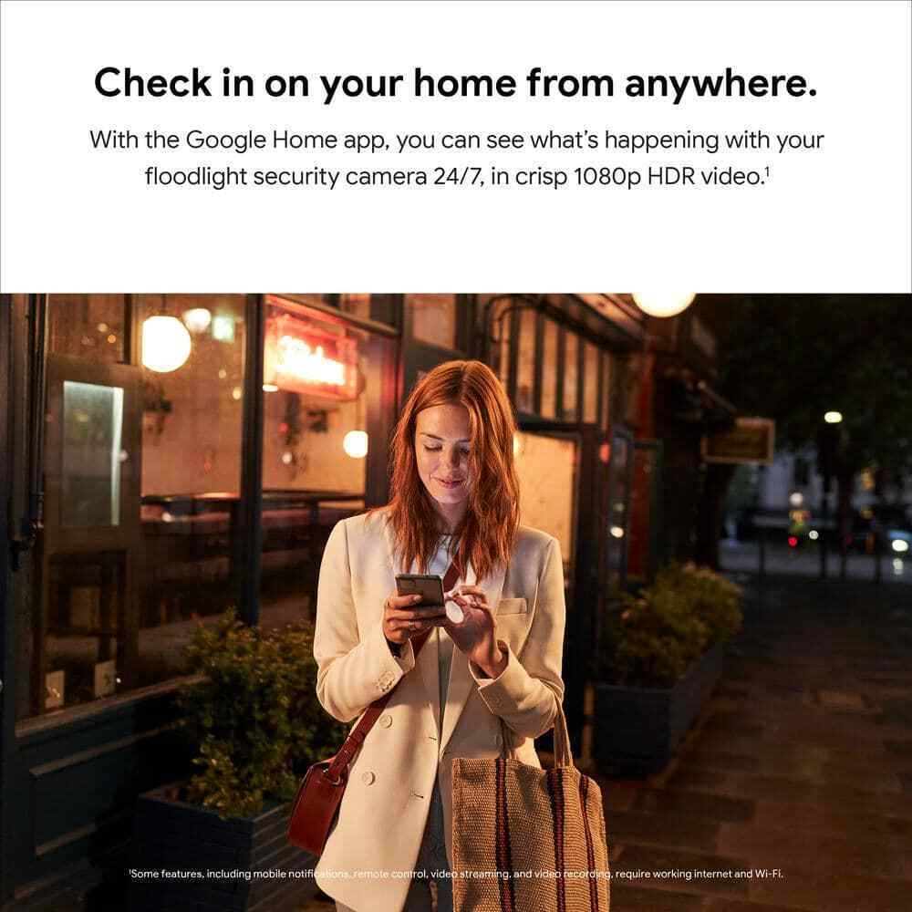 Google Nest Cam with Floodlight - Wired Outdoor Smart Home Security Camera