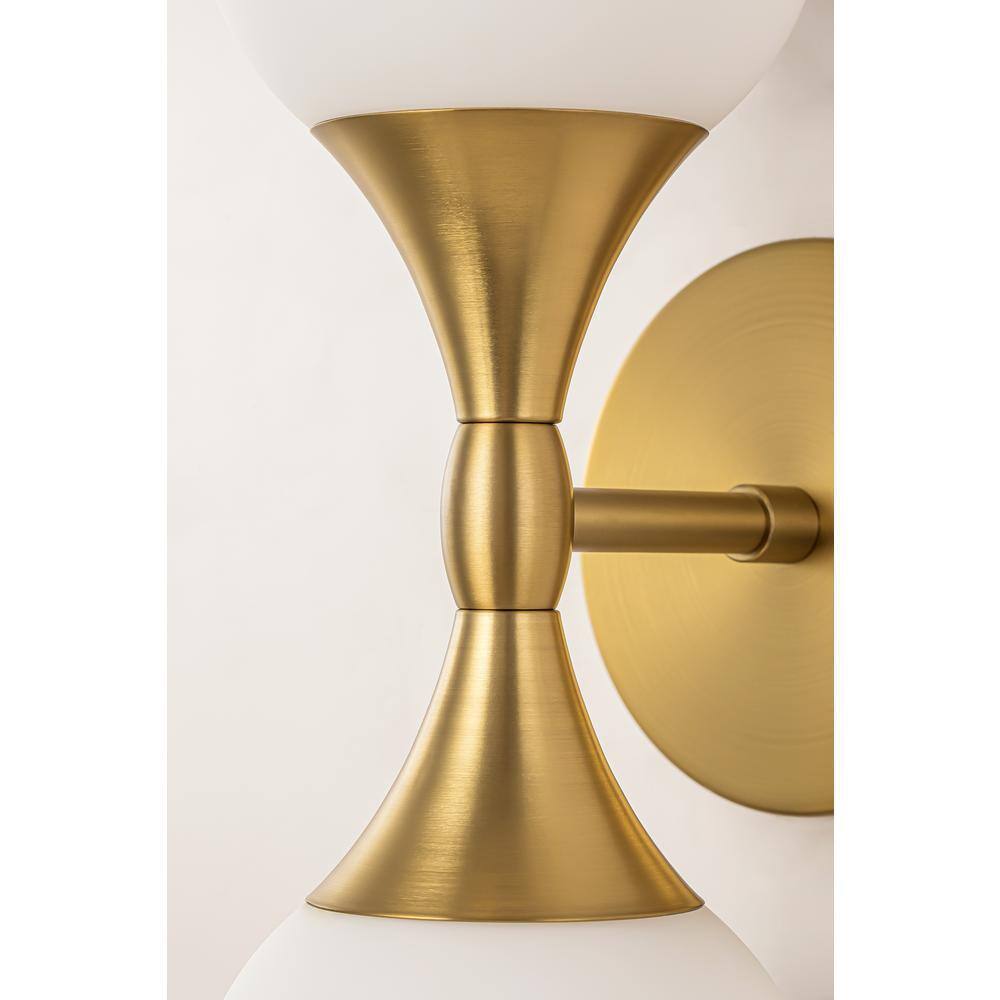 RRTYO North Gold Bubble Modern Up and Down Wall Sconce w/ Opal Glass Globe Shade