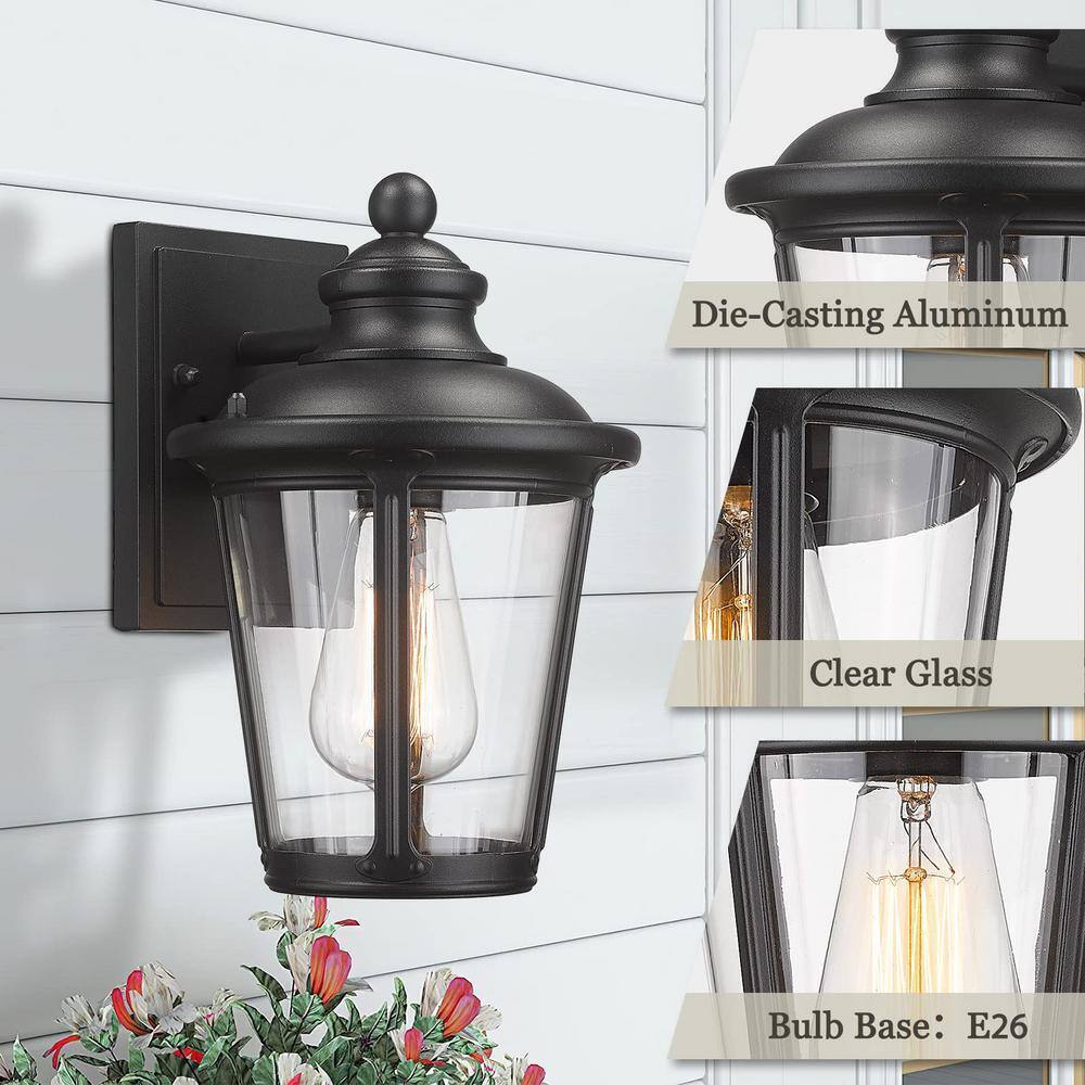 JAZAVA Black Aluminum Outdoor Hardwired Outdoor Lighting Fixture Wall Sconce