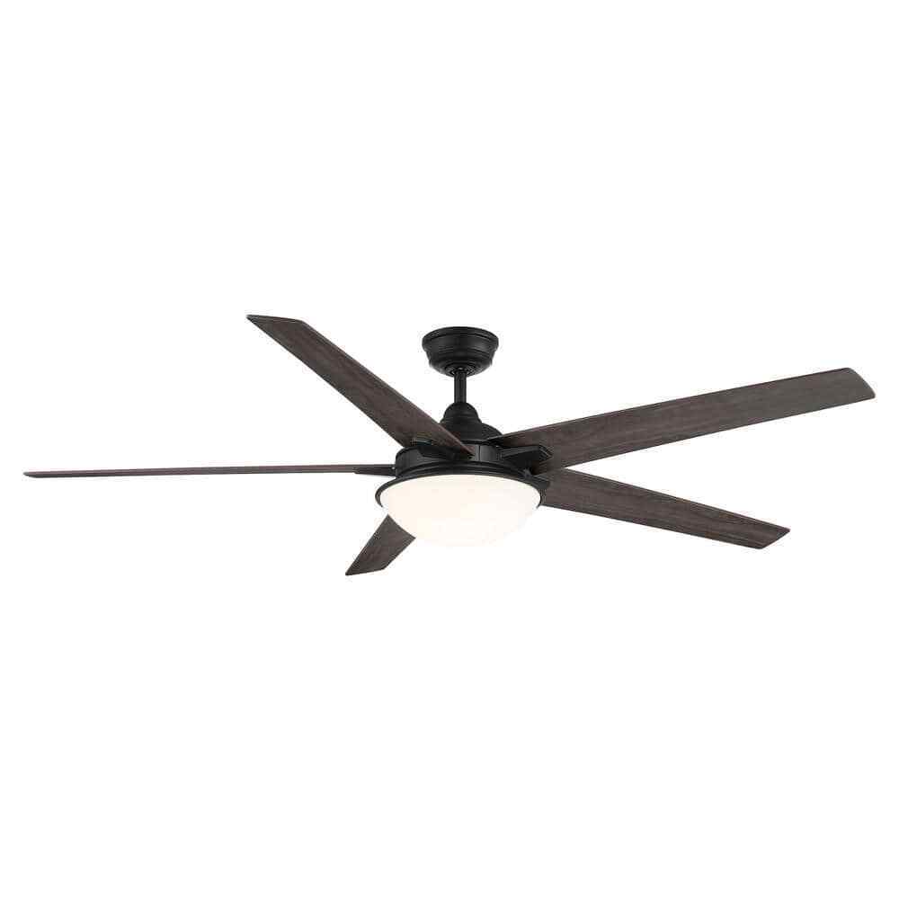 Hampton Bay Belvoy 70 in. Matte Black DC Motor Ceiling Fan with Light and Remote