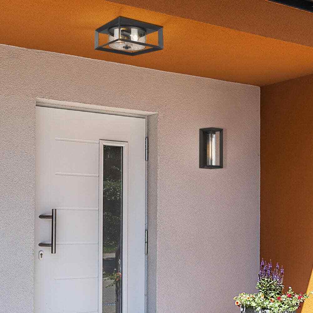 Golden Lighting Smyth 2-Light Black Outdoor Flush Mount 2073-OFM NB-SD