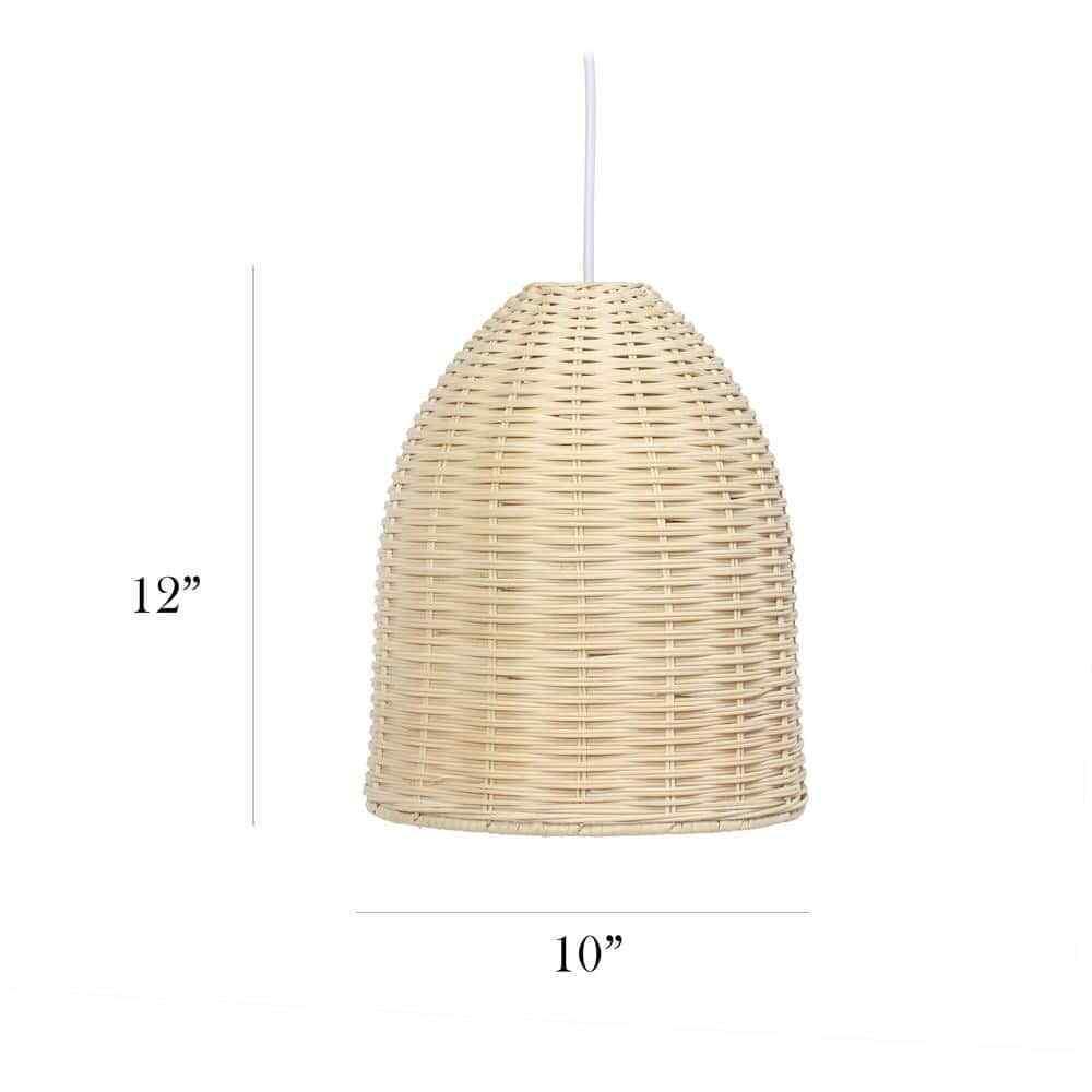 Elegant Designs 12 in. 1-Light Natural Elongated Coastal Dome Downlight Pendant