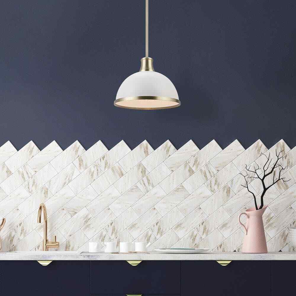 Globe Electric Beckett 1-Light Matte White Pendant Light with Metal Shade