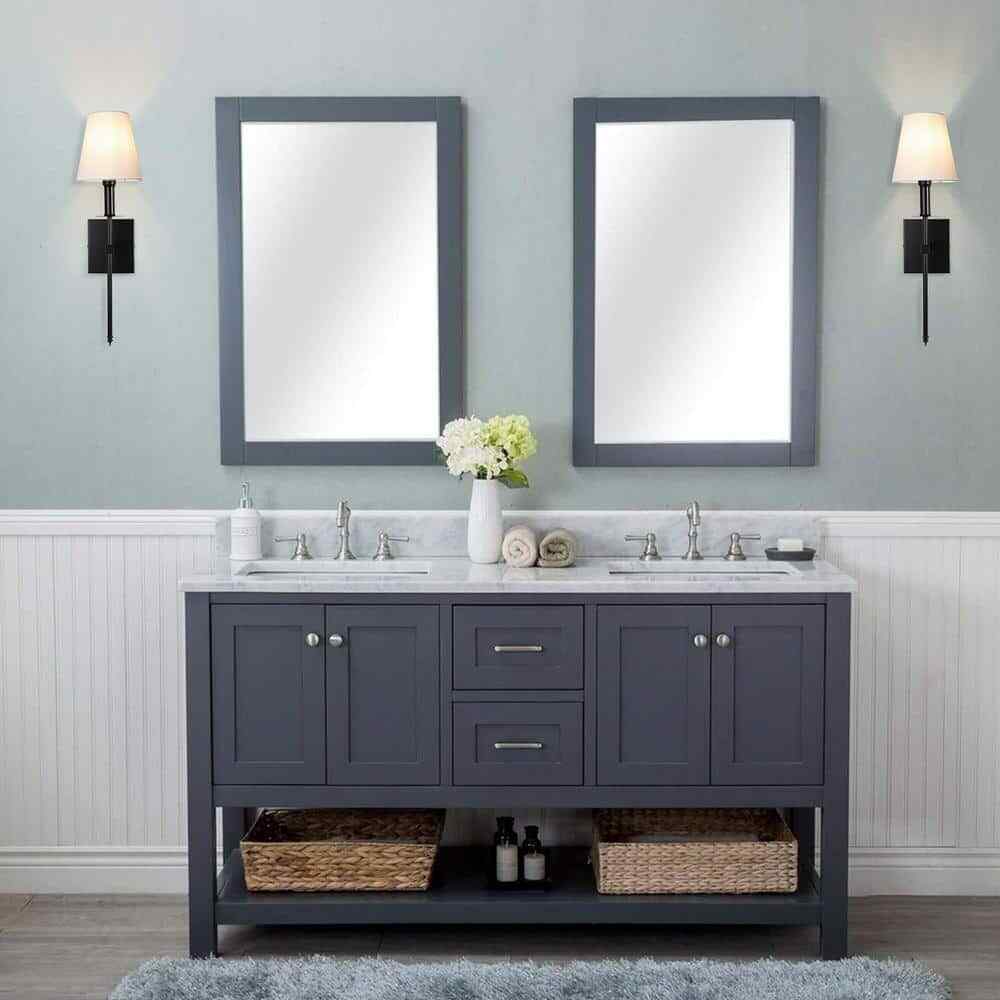 LamQee 1-Light Matte Black Wall Sconce with White Fabric Shade 2-Pack
