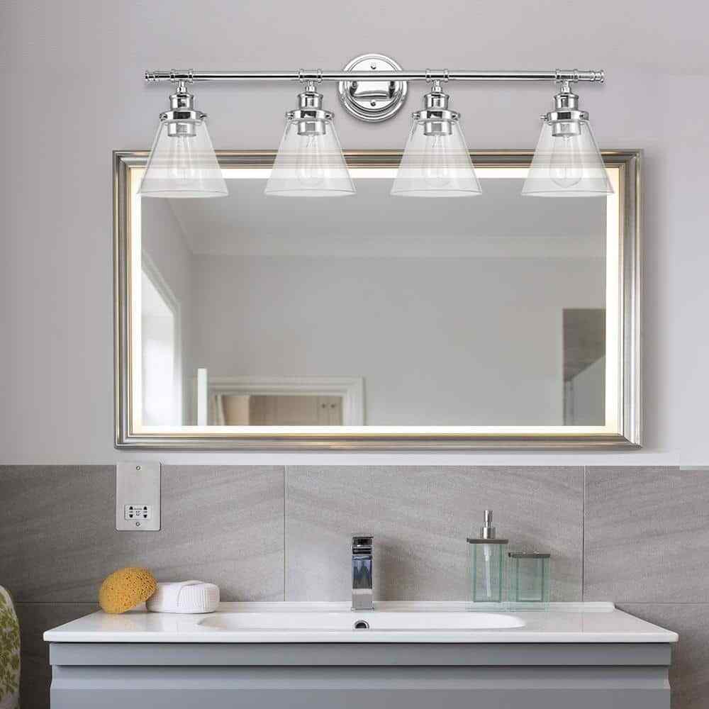Globe Electric Parker 4-Light Chrome Vanity Light with Clear Glass Shades 51446
