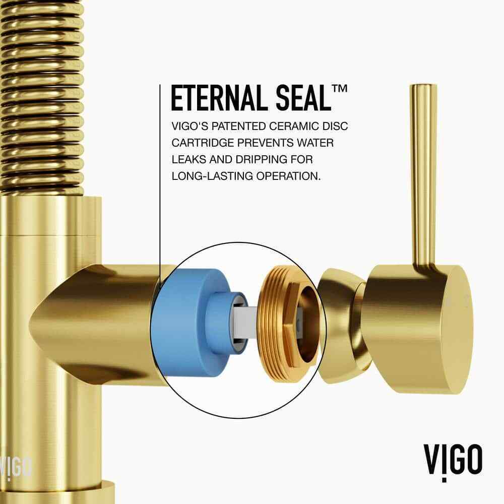 VIGO Edison Single Handle Pull-Down Sprayer Kitchen Faucet in Matte Brushed Gold