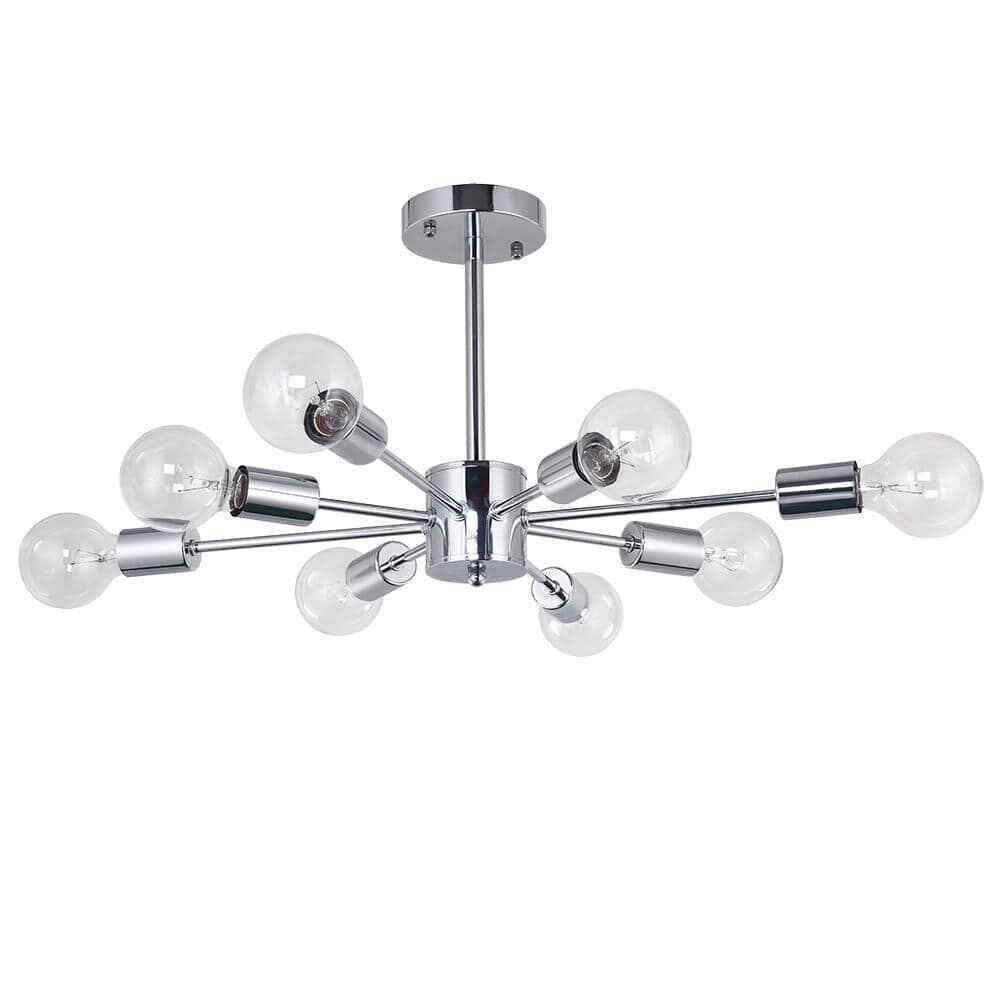 RRTYO Taraji 24.01 in. 8-Light Semi Chrome Semi-Flush Mount
