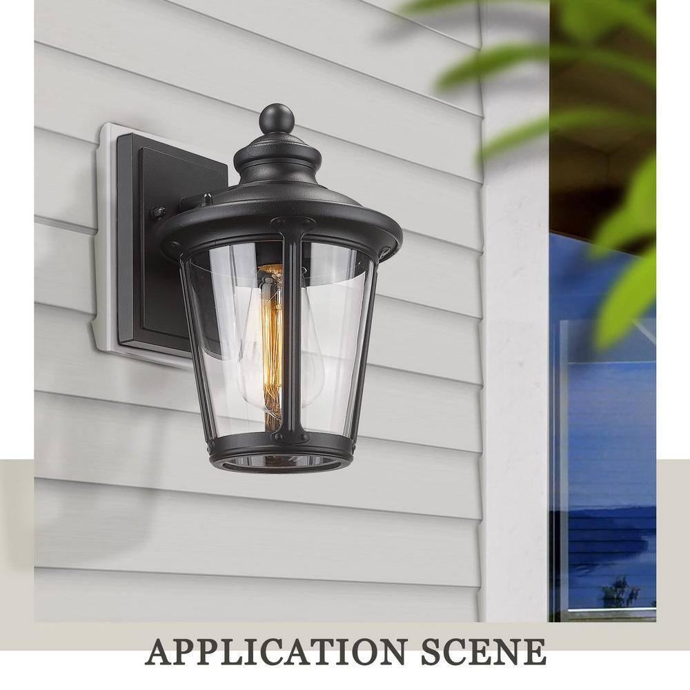 JAZAVA Black Aluminum Outdoor Hardwired Outdoor Lighting Fixture Wall Sconce