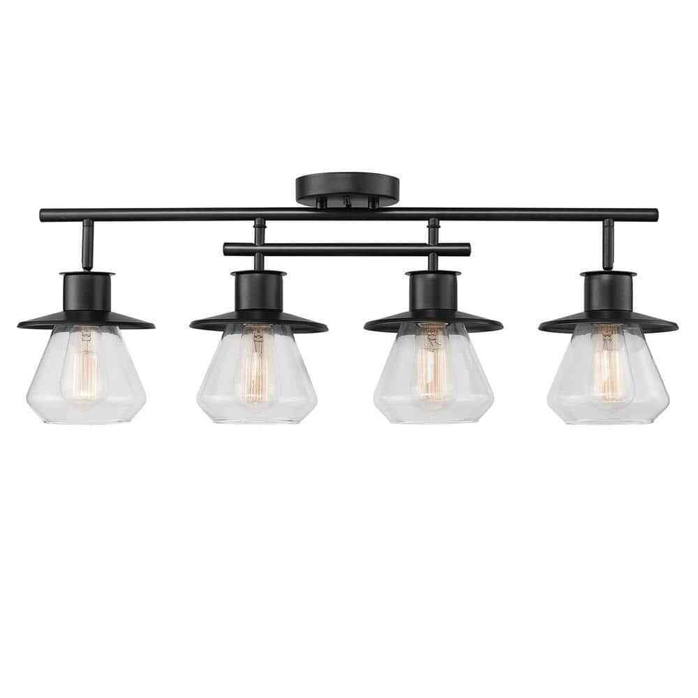 Globe Electric Nate 2 ft. 4-Light Dark Bronze Track Lighting Kit w/ Glass Shades