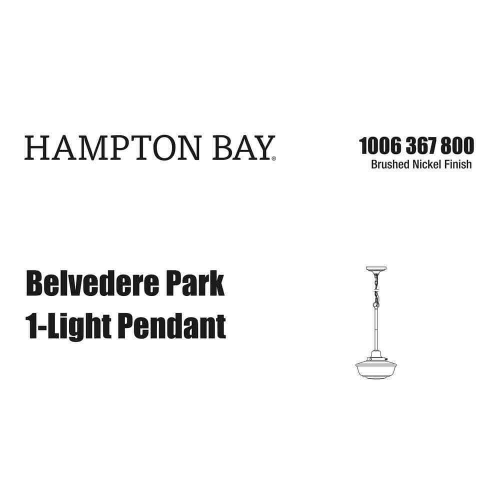 Hampton Bay Belvedere Park Brushed Nickel Pendant Hanging Light