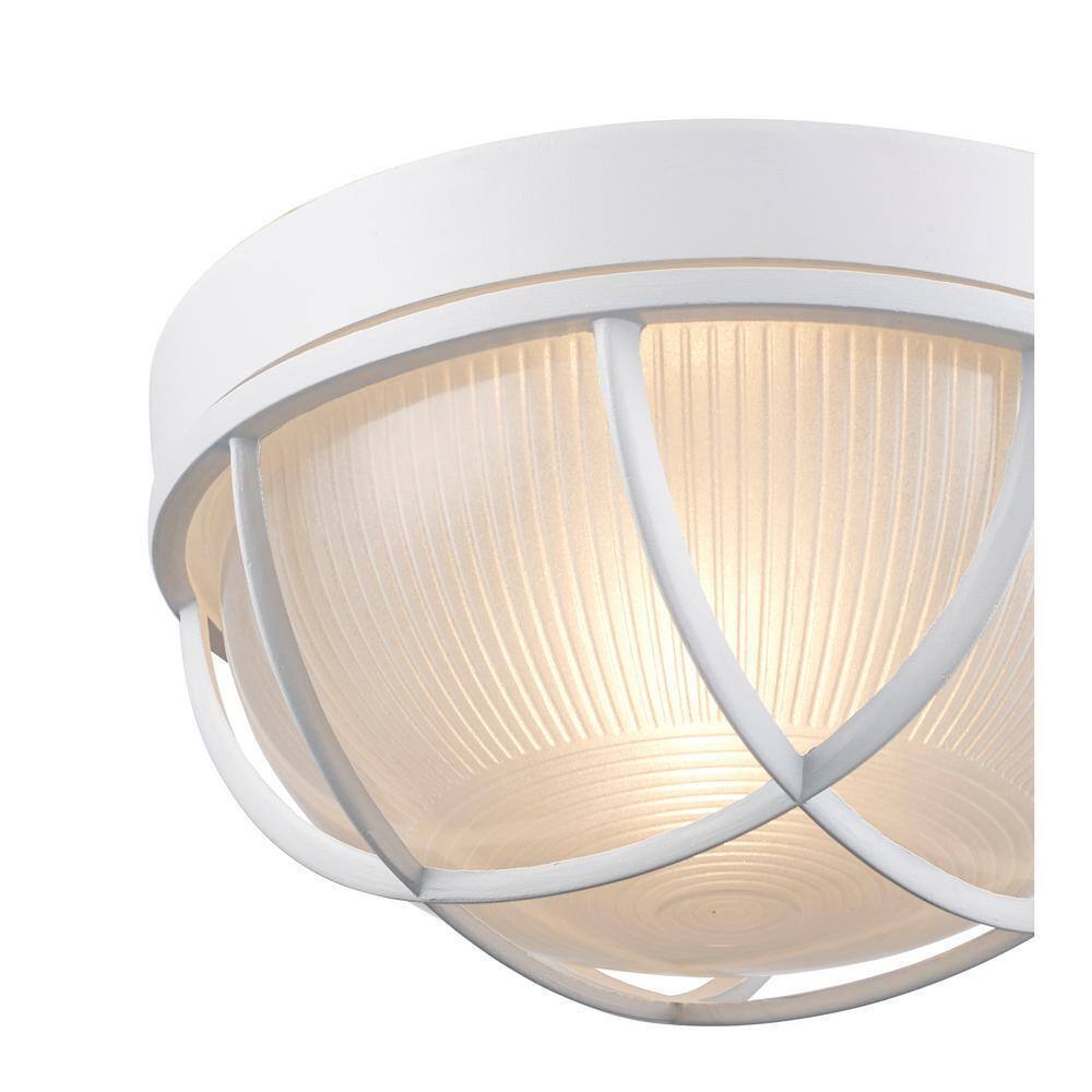 Bel Air Lighting Aria 10 in. 1-Light White Round Bulkhead Outdoor Wall Light