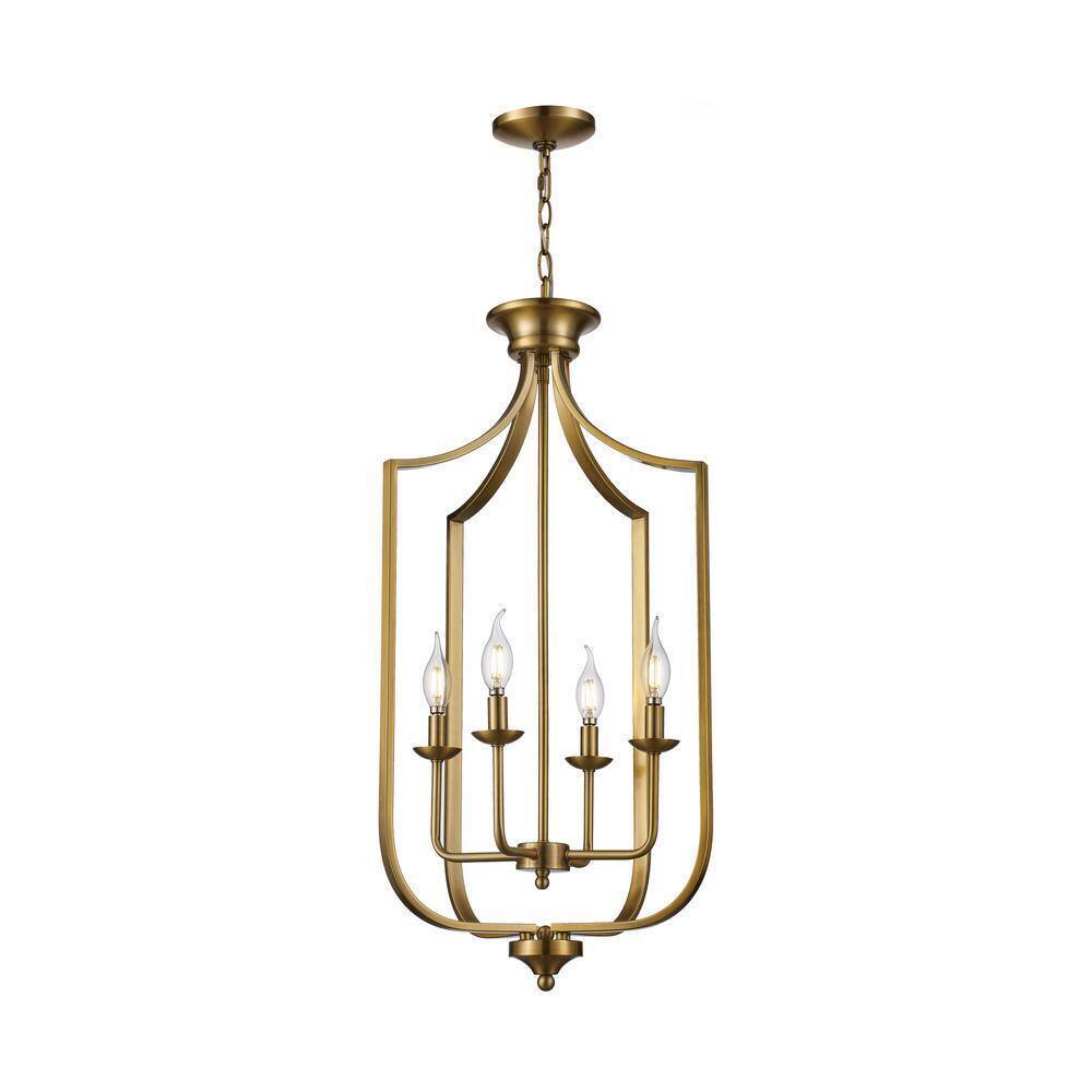 Bel Air Lighting Hillcrest 16 in. 4-Light Antique Gold Hanging Kitchen Light