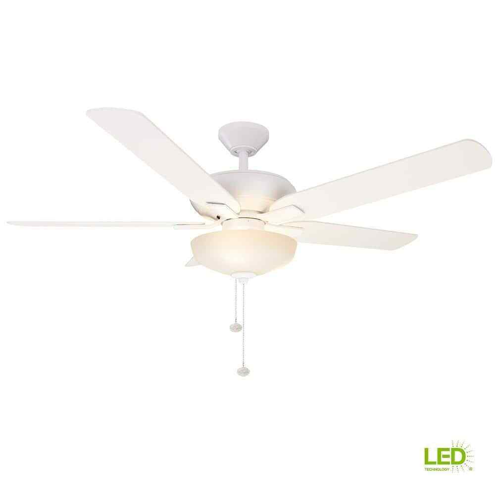 Hampton Bay Holly Springs 52 in. LED Indoor Matte White Ceiling Fan w/ Light Kit