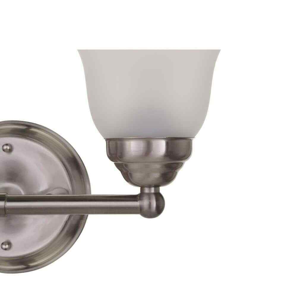 Hampton Bay Ashhurst 2-Light Brushed Nickel Vanity Light w/ Frosted Glass Shades