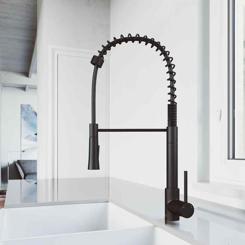 VIGO Laurelton Single Handle Pull-Down Sprayer Kitchen Faucet in Matte Black