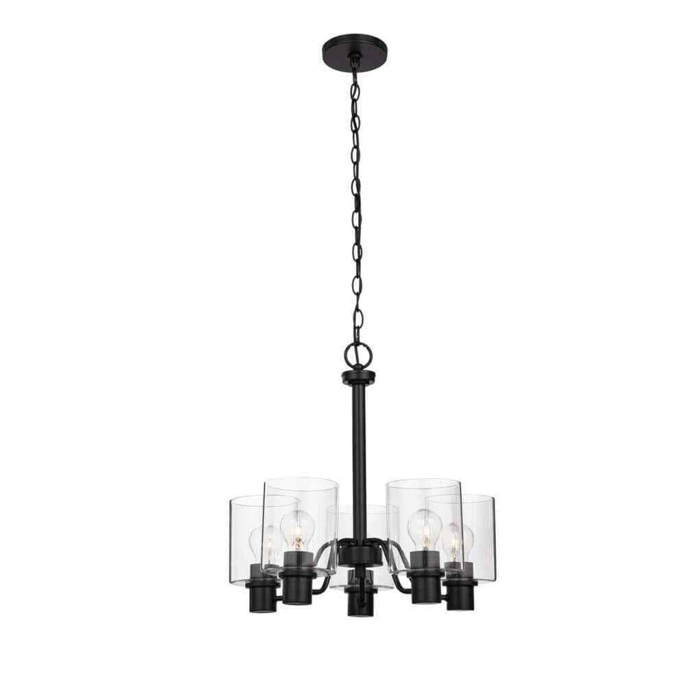 Hampton Bay Castleford 5-Light Satin Bronze Chandelier w/ Clear Glass Shades