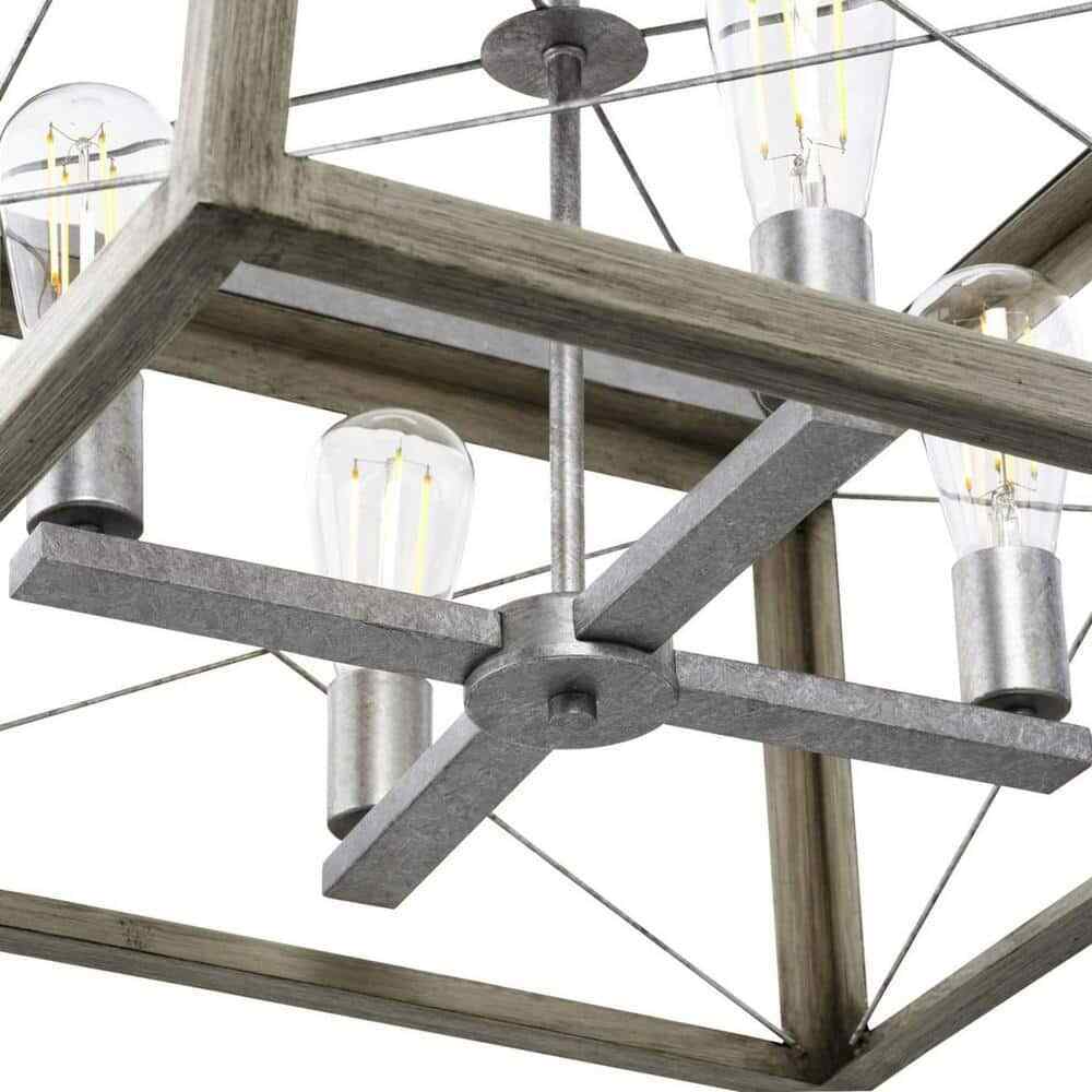 Progress Lighting Briarwood 4-Light Bleached Oak Farmhouse Chandelier Light