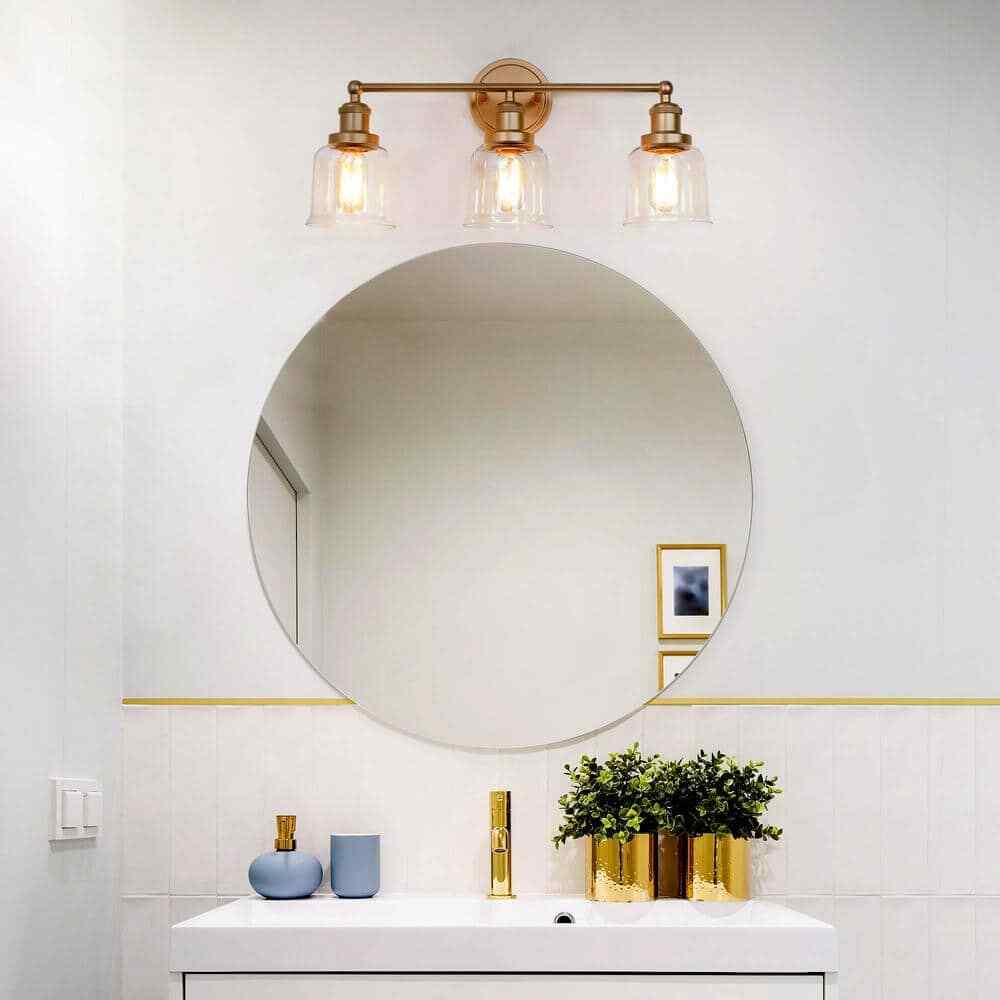 Uolfin Modern Bell Bathroom Vanity Light Mila 3-Light, Brass Gold