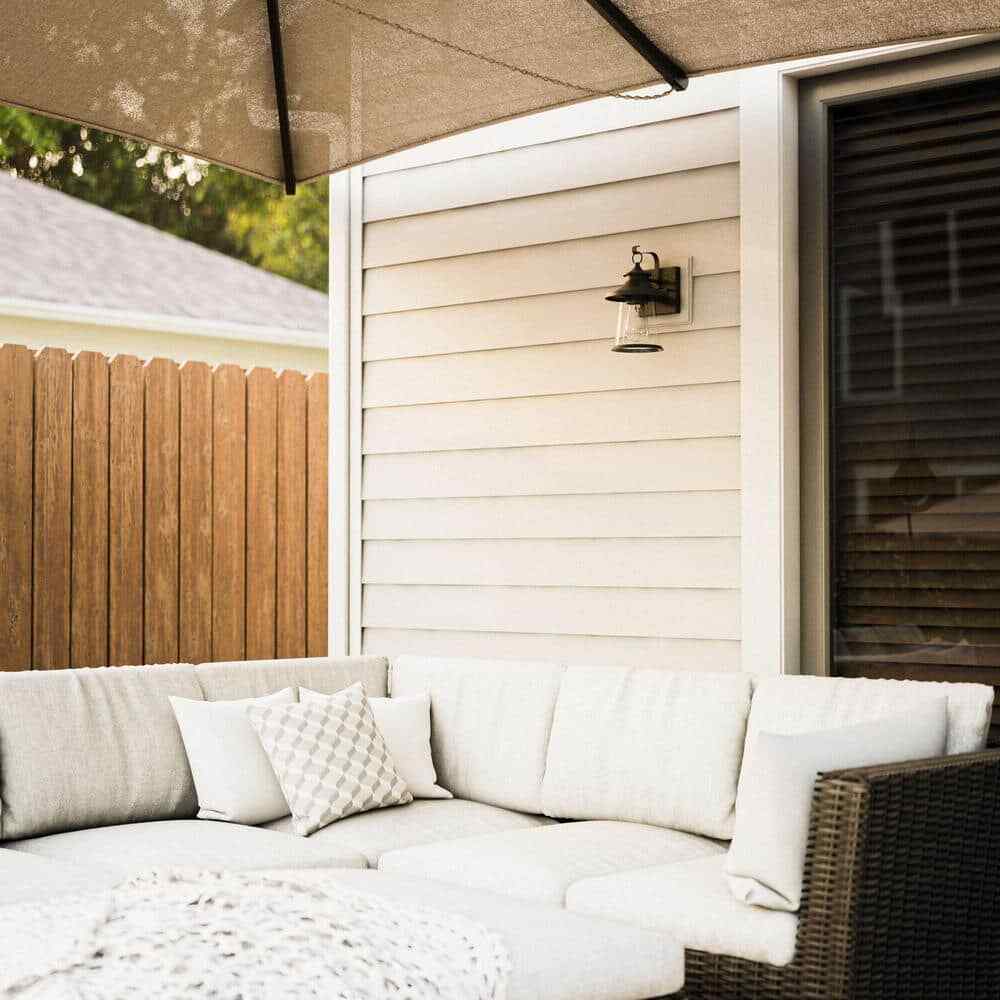 Hampton Bay Chartwell 1-Light Black Hardwired Outdoor Wall Lantern Sconce