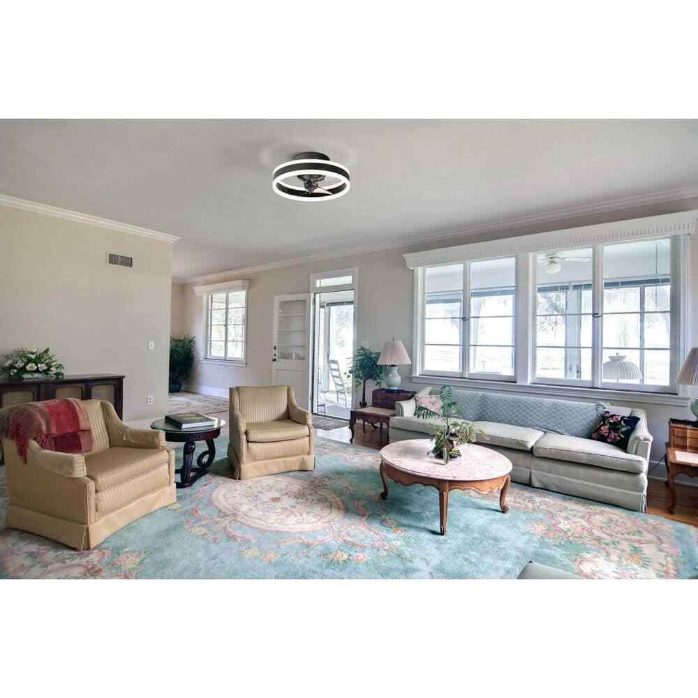 Hampton Bay Preen 20 in. Integrated LED CCT Indoor Ceiling Fan Black 45071-010