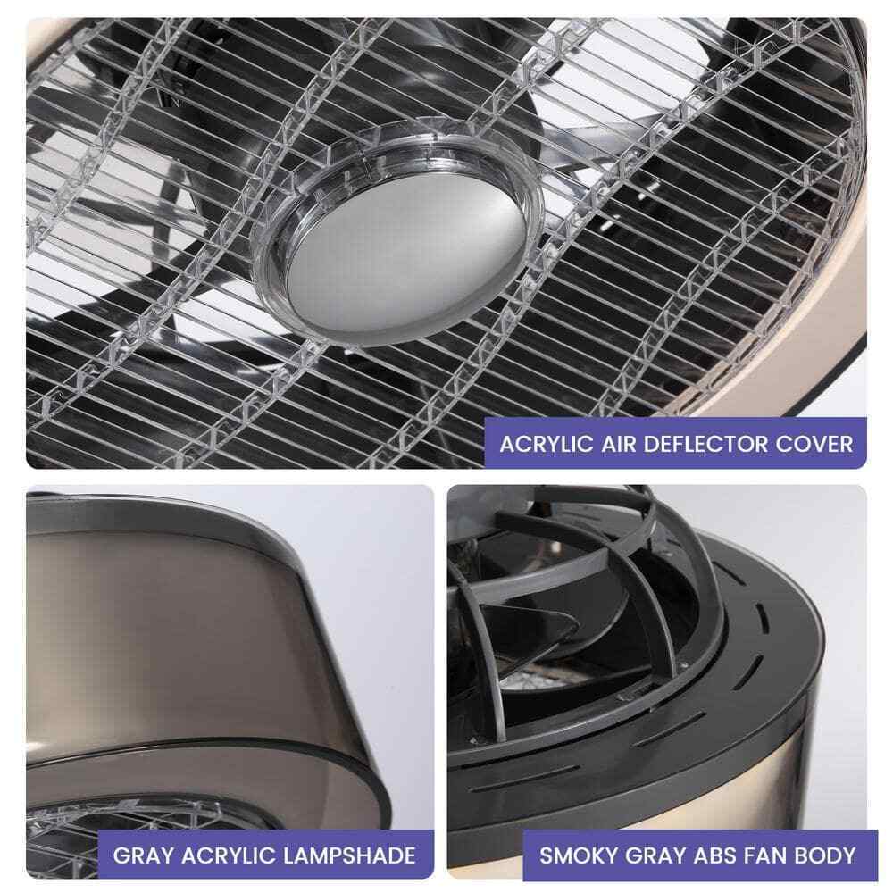 ANTOINE Modern Dimmable LED Indoor Gray Smart Enclosed Ceiling Fan w/ Remote
