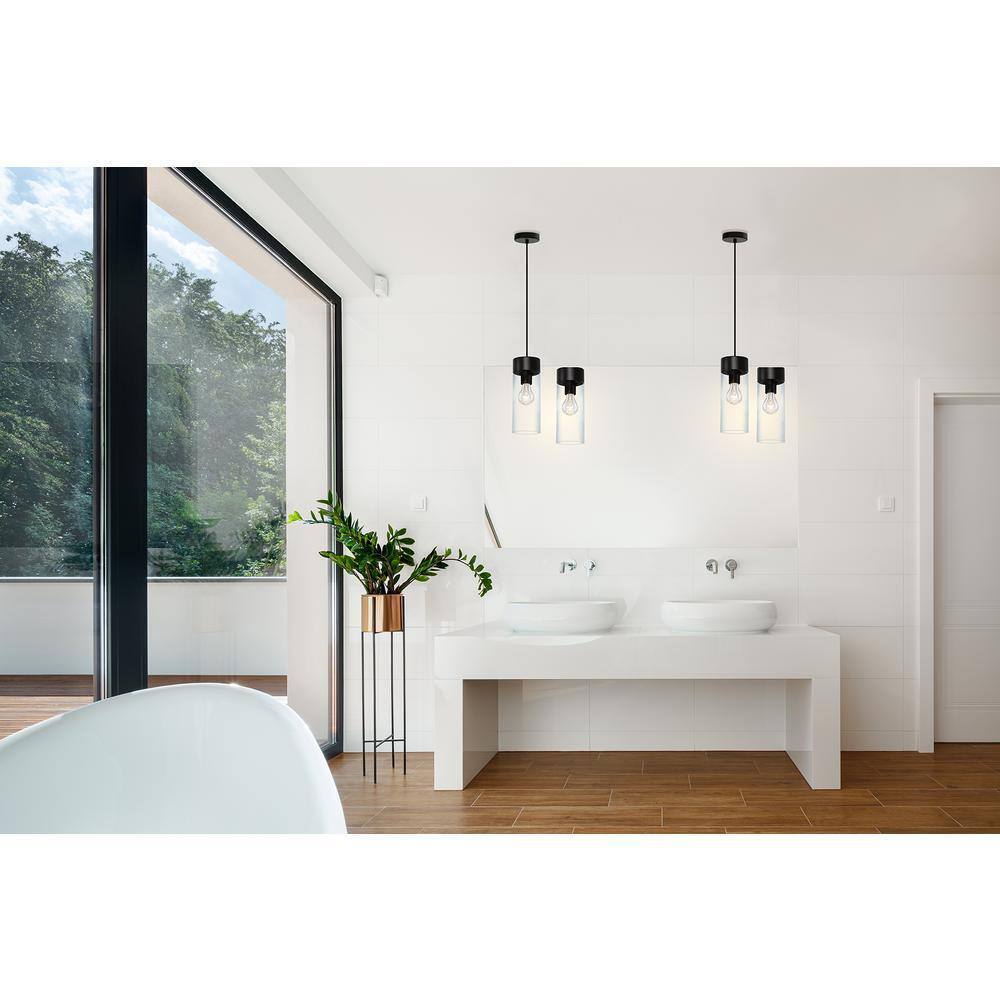 Eglo Montey 1-Light Black Mini-Pendant with Clear Glass Shade 202127A