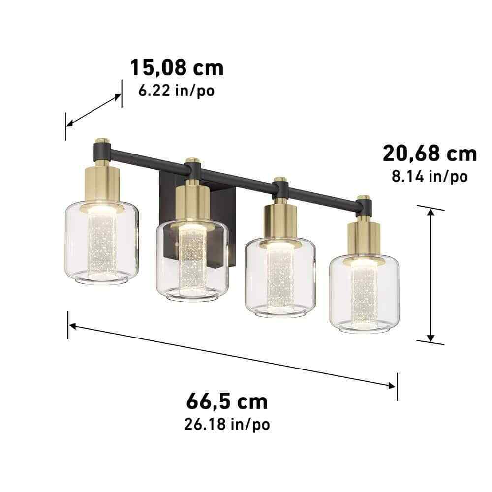 Artika Champagne Globe 26 in. LED 5 Vanity Light Bar for Bathroom Bubble Glass
