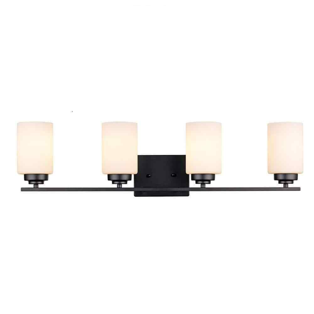 Bel Air Lighting Mod Pod 31.25 in. 4-Light Black Bathroom Vanity Light Fixture