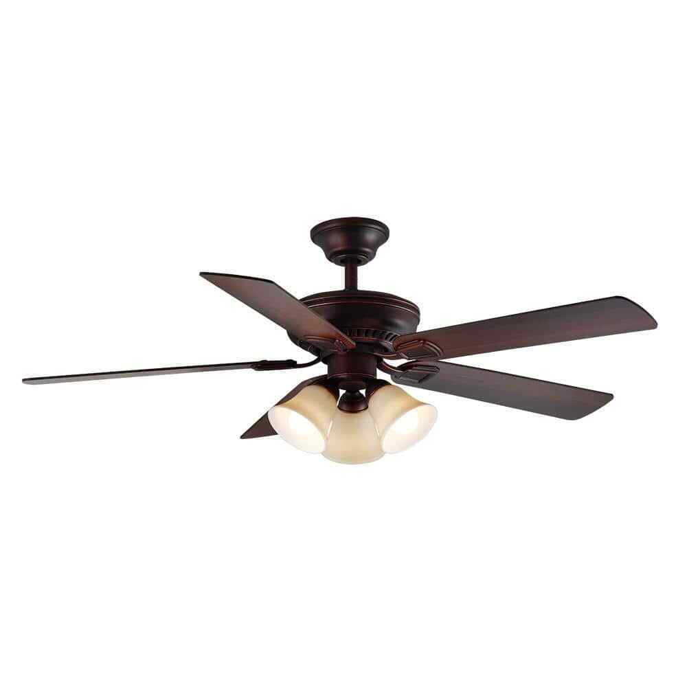 Hampton Bay Campbell 52 in. Indoor LED Bronze Ceiling Fan w/ Light and remote