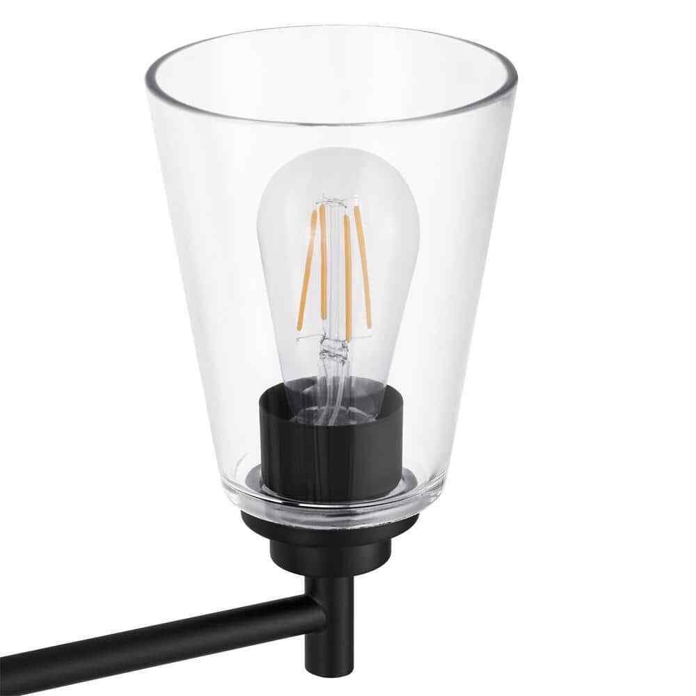 Hampton Bay 15 in. Wakefield 2-Light Matte Black Vanity Light w/ Clear Glass