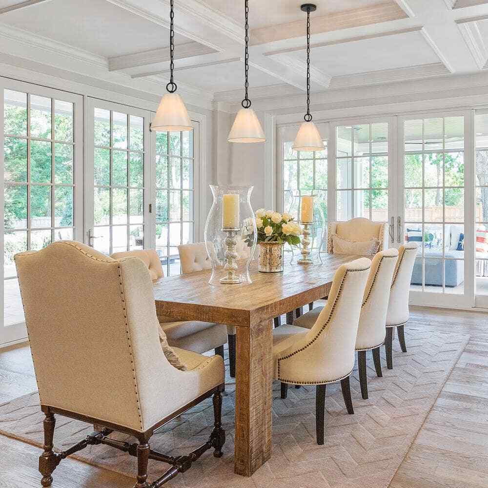 LNC Modern White Pendant Light with Fabric Shade 1-Light