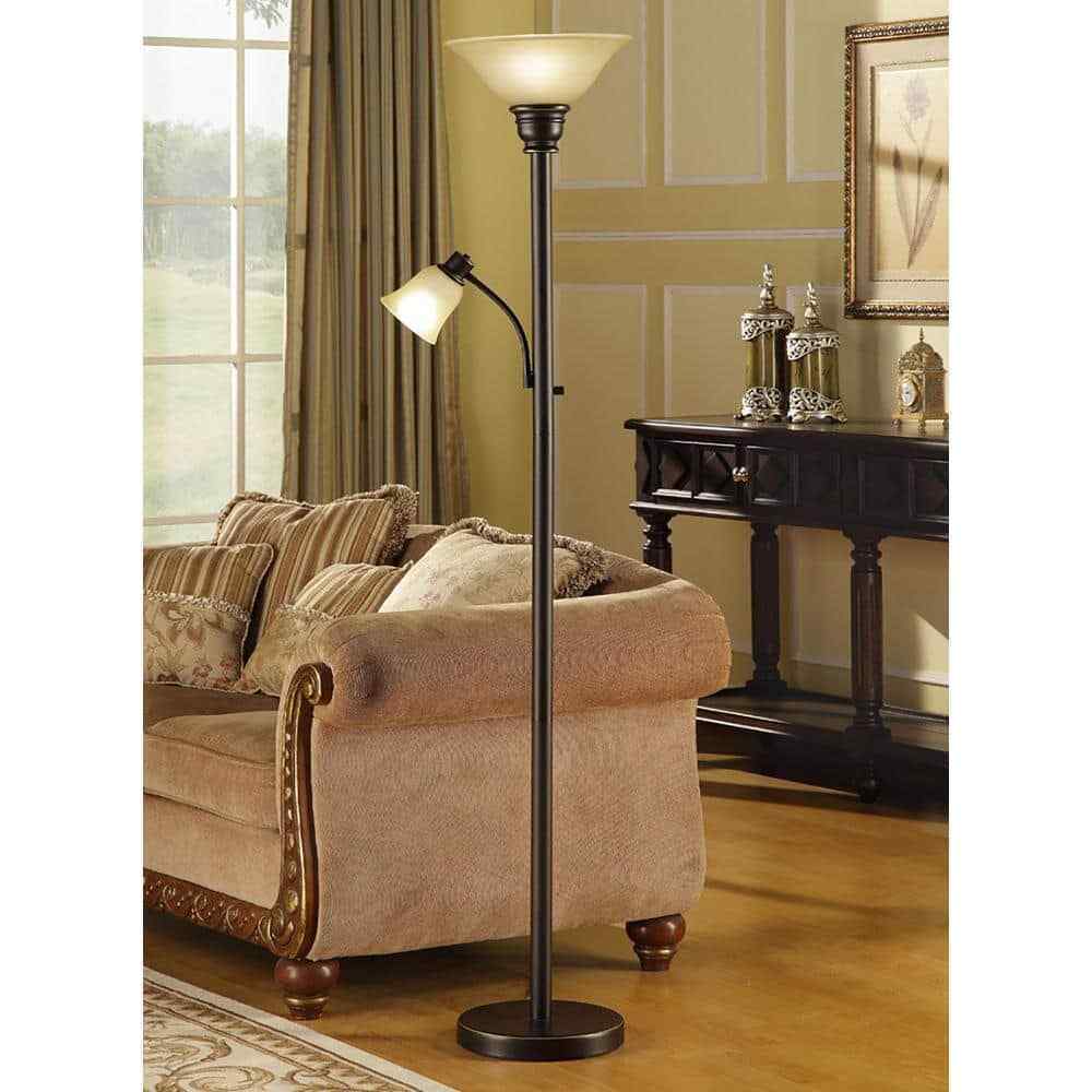 Cresswell 71 in. Oil Rubbed Bronze Torchiere Floor Lamp w/ Reading Light