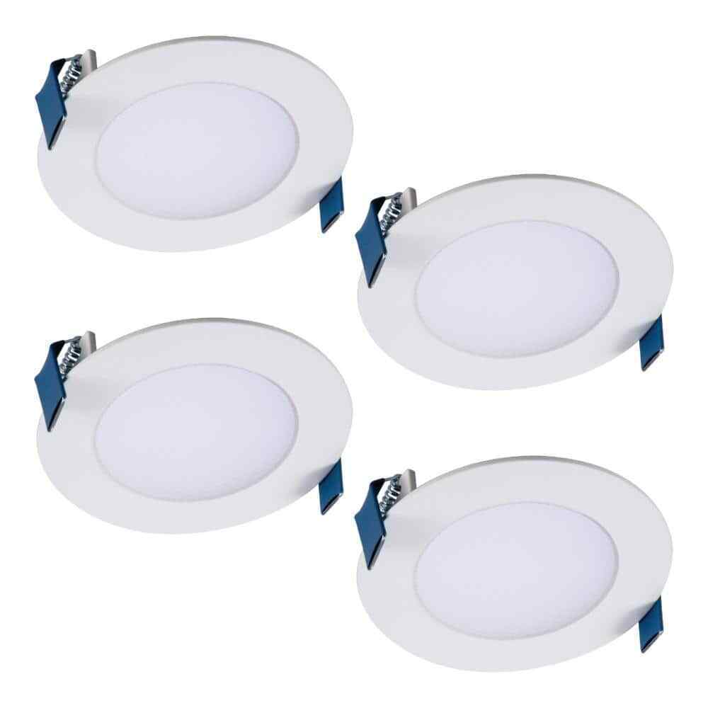 Halo HLB 4 in. Color Selectable Canless Recessed Integrated LED Kit (4-Pack)