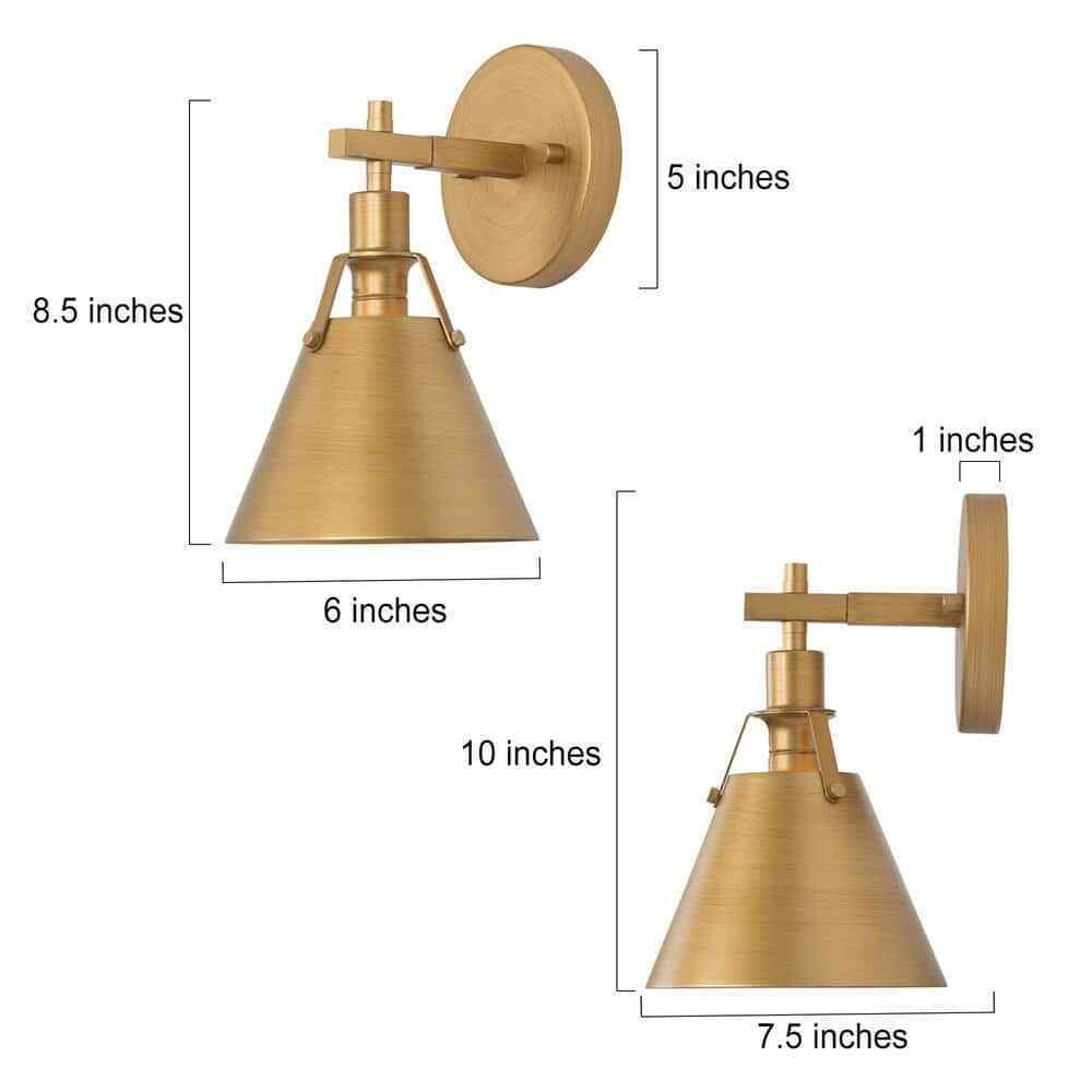 LNC Brushed Gold 6 in.1-Light Vintage Wall Light with Metal Bell Shade 2-Pack