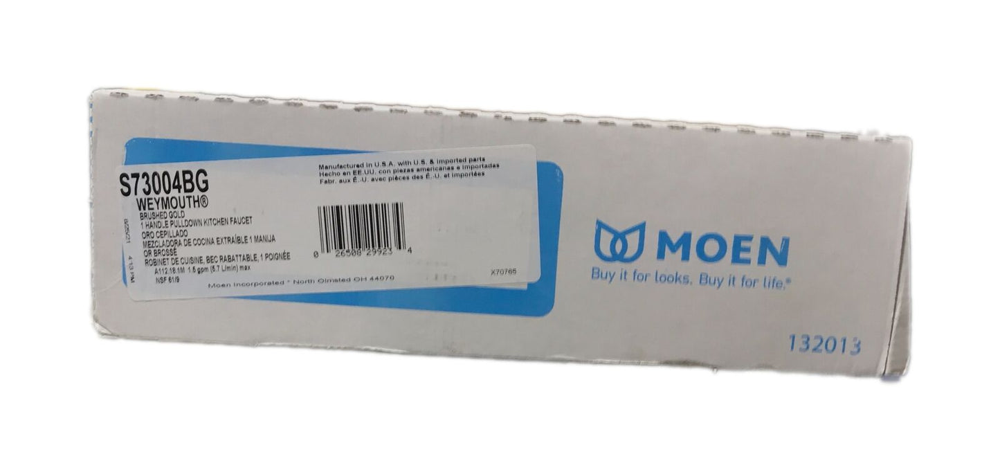 MOEN Weymouth Single-Handle Pull-Down Sprayer Kitchen Faucet in Brushed Gold