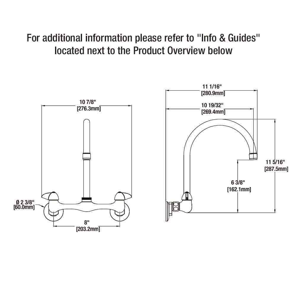 Glacier Bay Builders Double-Handle Wall Mount Standard Kitchen Faucet Chrome