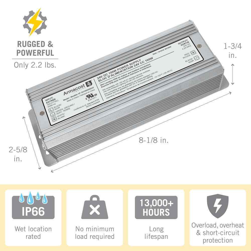 Armacost Lighting 100-Watt 24-Volt DC Transformer Standard Power Supply 851000