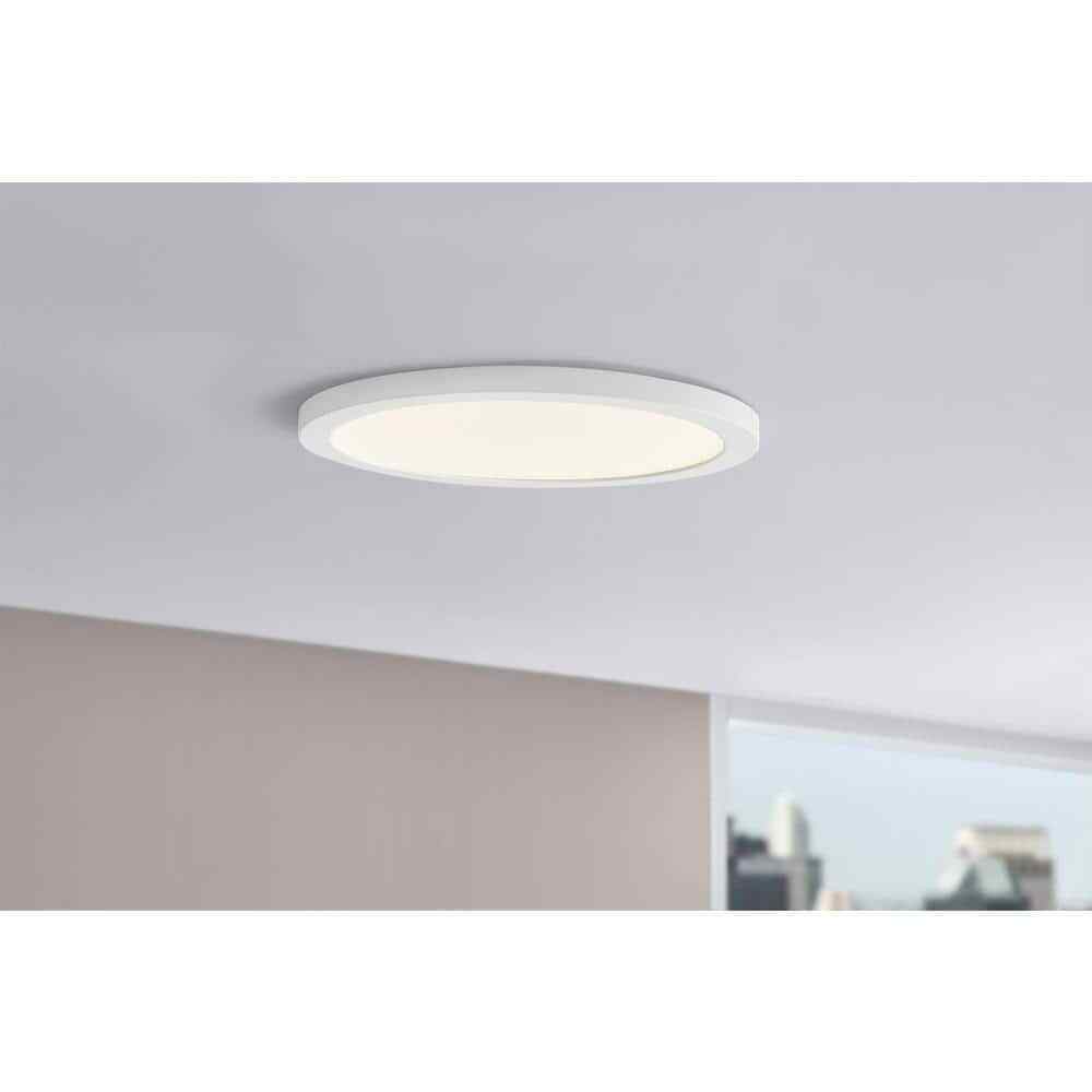 Commercial Electric 19 in. 5CCT Selectable LED Flush Mount Matte White 2-Pack