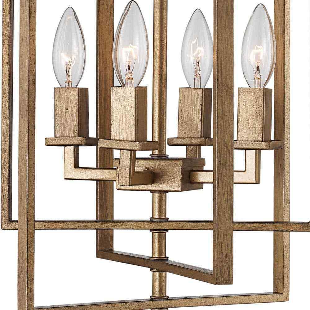 Bel Air Lighting 14 in Antique Gold Pendant Light Fixture with Caged Metal Shade