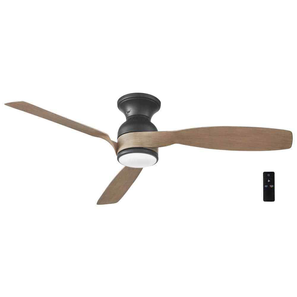 Hampton Bay Halwin 52 in. CCT LED Indoor/Outdoor Matte Black Ceiling Fan