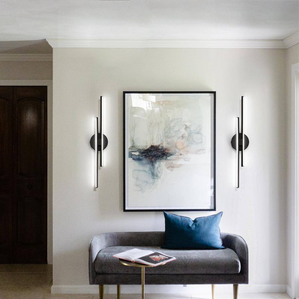 EDISLIVE Bourget Black Modern LED Bath Vanity Light Bar Wall Sconce
