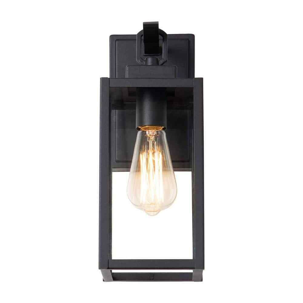 C Cattleya 1-Light Matte Black Dusk to Dawn Outdoor Wall Lantern Sconce