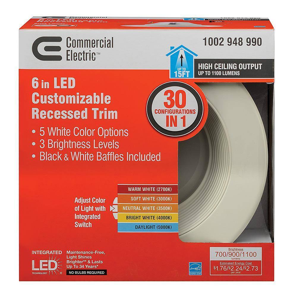 Commercial Electric 6 in. 30 Lighting Options LED Recessed Light Trim Kitchen