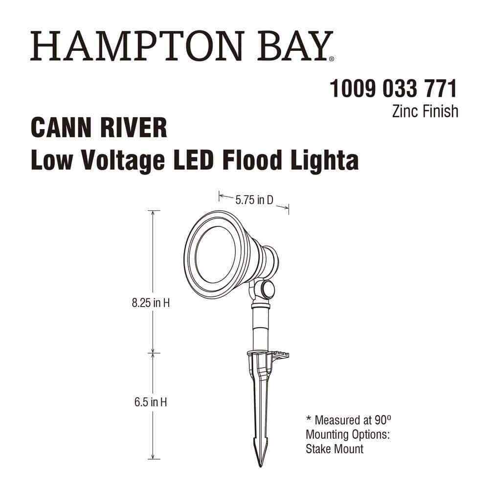 Hampton Bay Cann River Silver Low Voltage Hardwired Landscape Flood Light