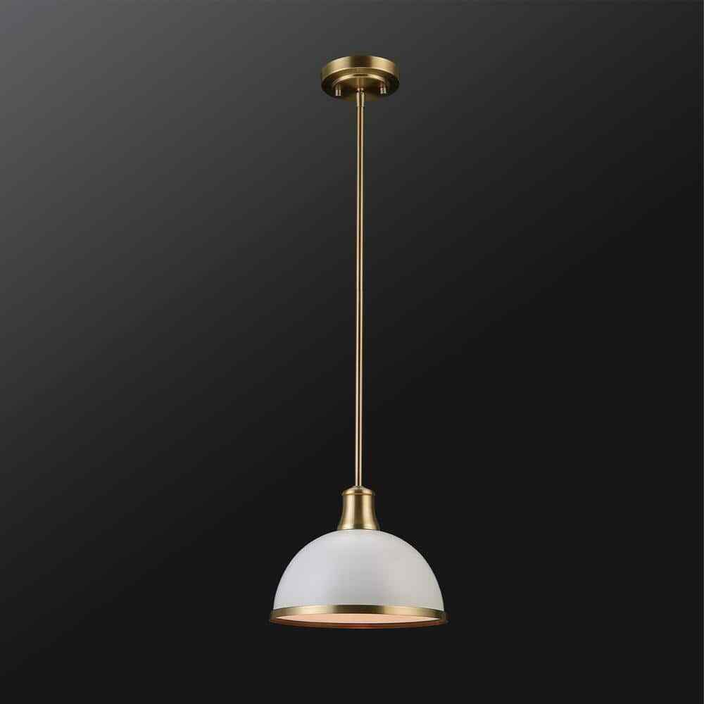 Globe Electric Beckett 1-Light Matte White Pendant Light with Metal Shade