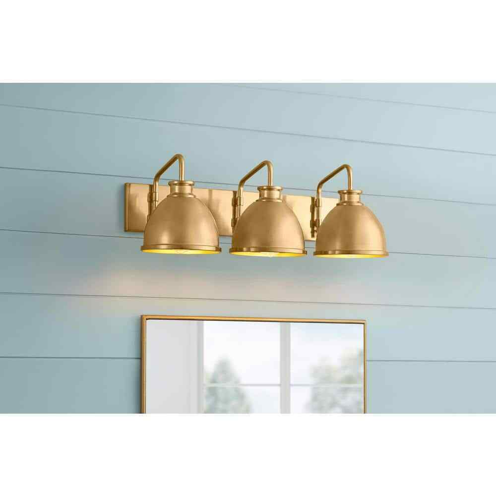 Hampton Bay Tallulah 24 in. 3-Light Gold Bathroom Vanity Light 51902