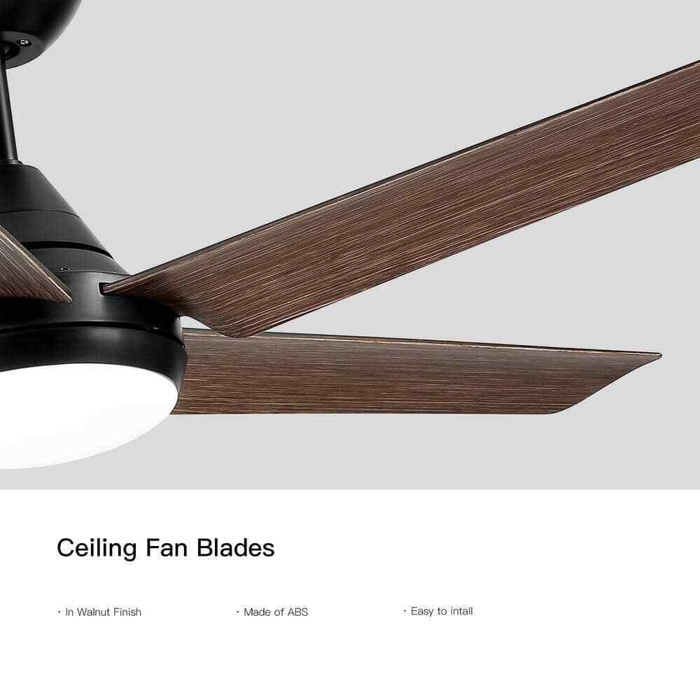 YUHAO Modern Farmhouse 48 in. Indoor Black Brown Ceiling Fan