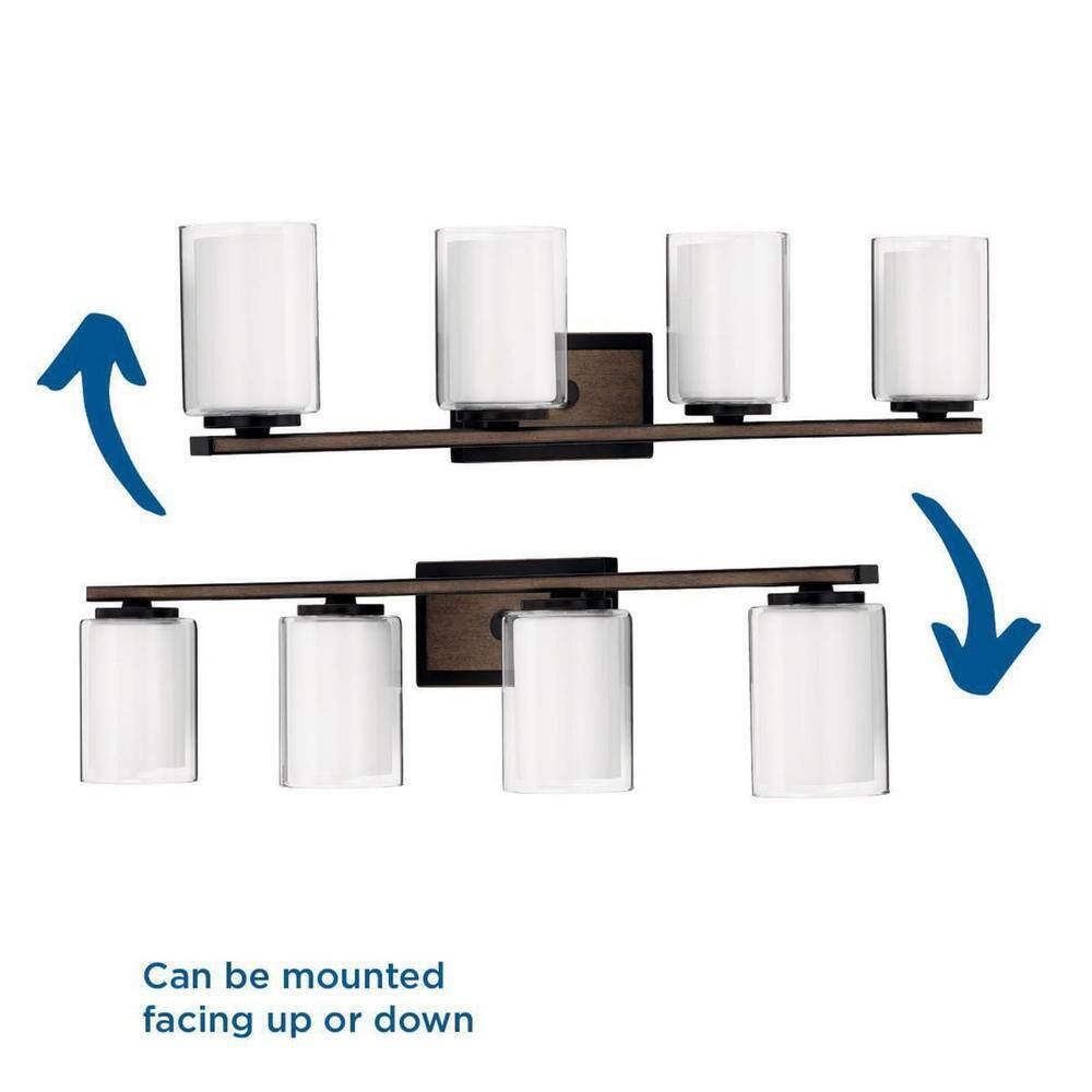 Progress Lighting Mast 4-Light Antique Bronze Clear Glass Coastal Bath Vanity