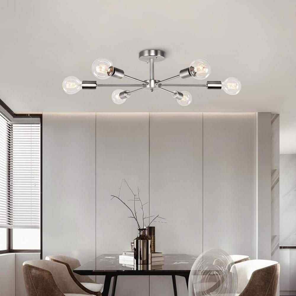 RRTYO Gallman 6-Light Nickle Mid-Century Pendant Ceiling Light