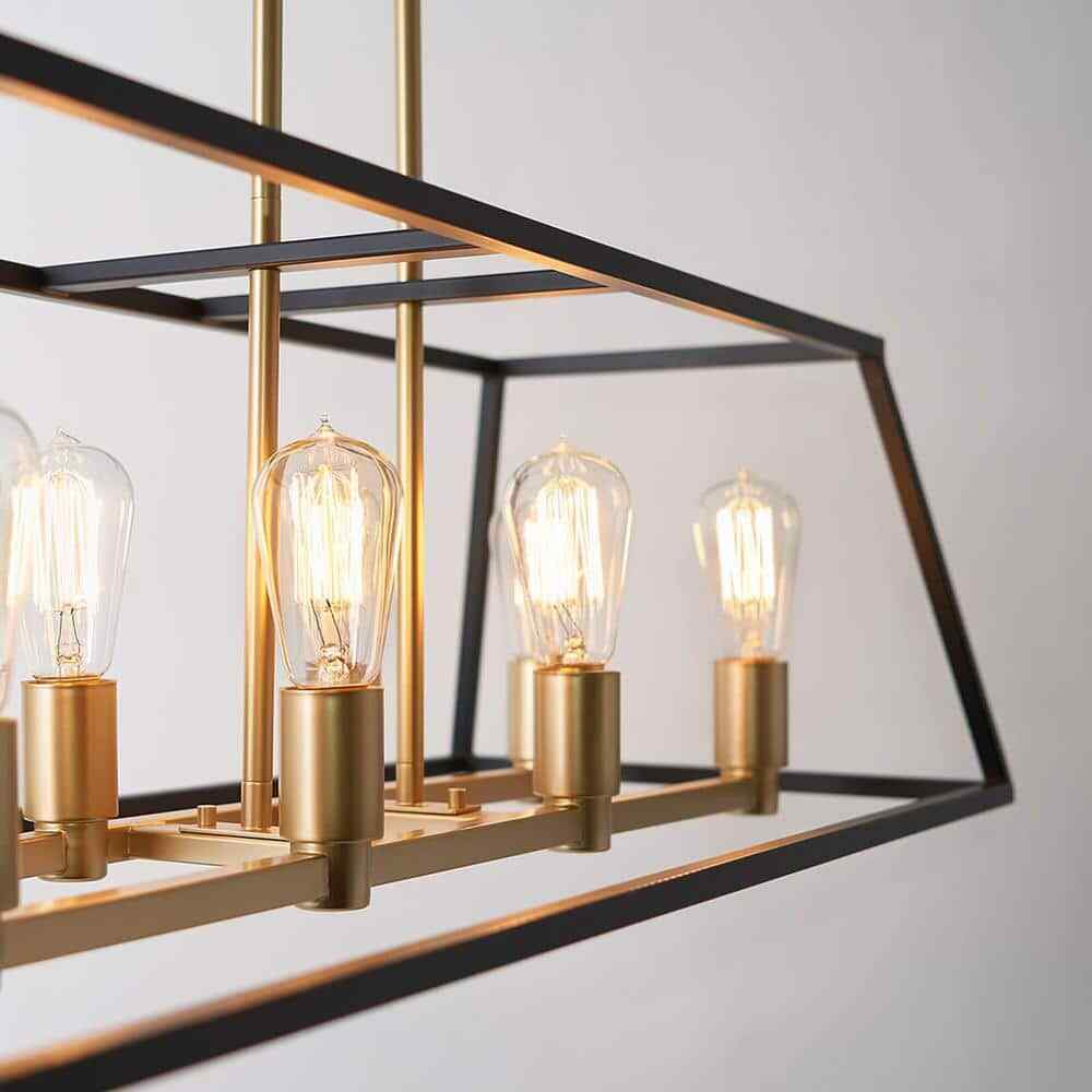 Artika Carter 8-Light Black Gold Modern Industrial Cage Chandelier Light Fixtur